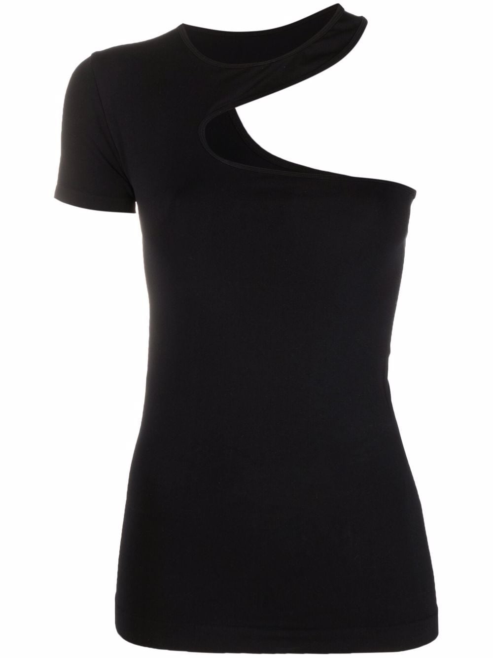 Black cut-out one-shoulder top - women